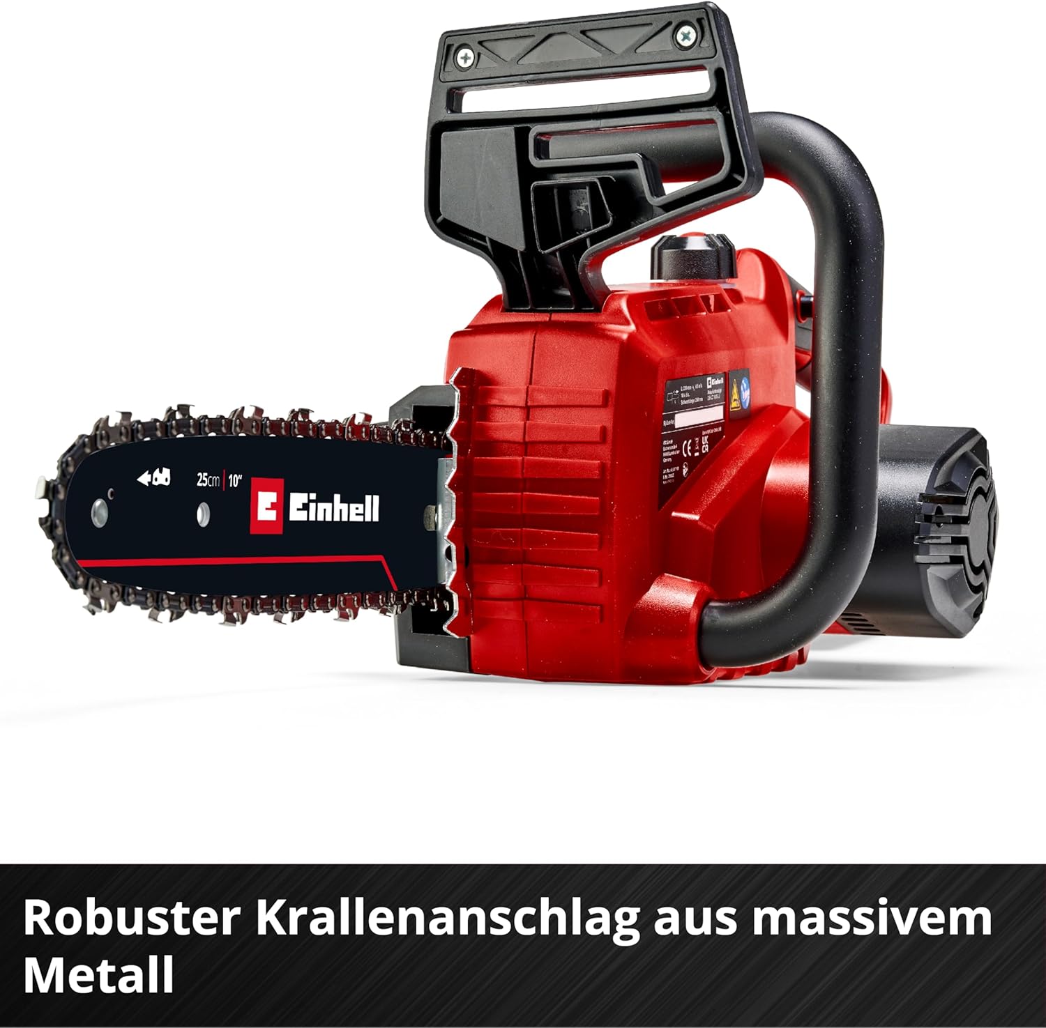 Einhell Akku-Kettensäge GE-LC 18/25 Li-Solo Power X-Change (18 V, 25 cm Schwertlänge, Rückschlagschutz, Kettenfangbolzen, inkl. Ersatzkette, ohne Akku und Ladegerät)