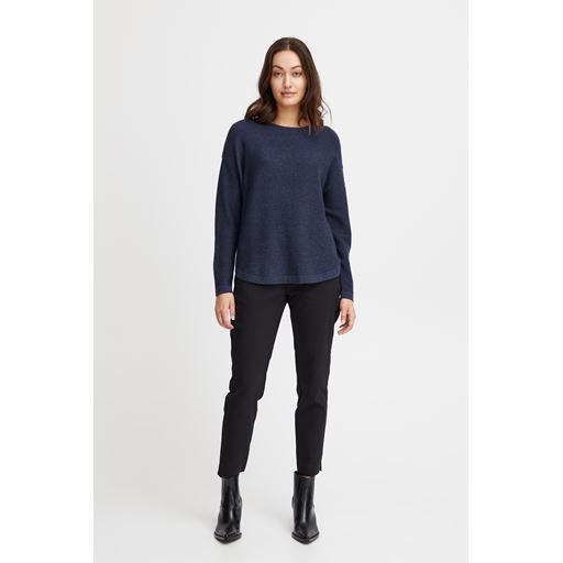 Fransa Langærmet Striktrøje, Peacoat Melange, L