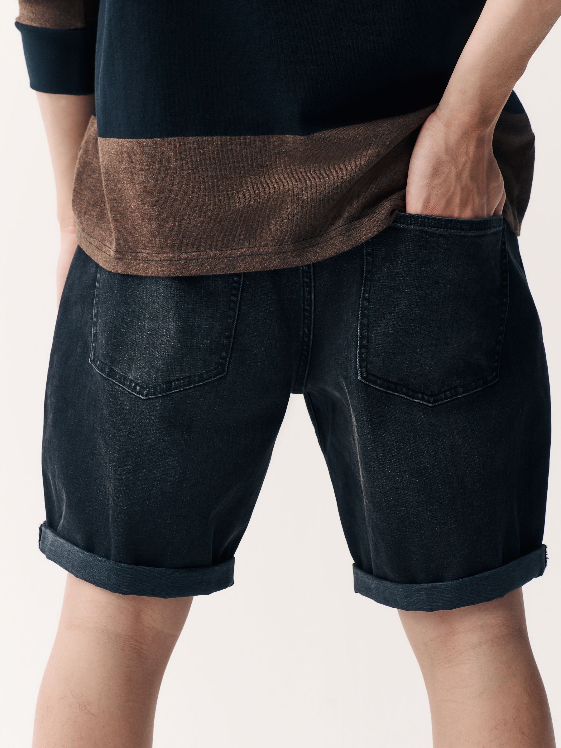 Zwart - Straight fit - Stretch denim short