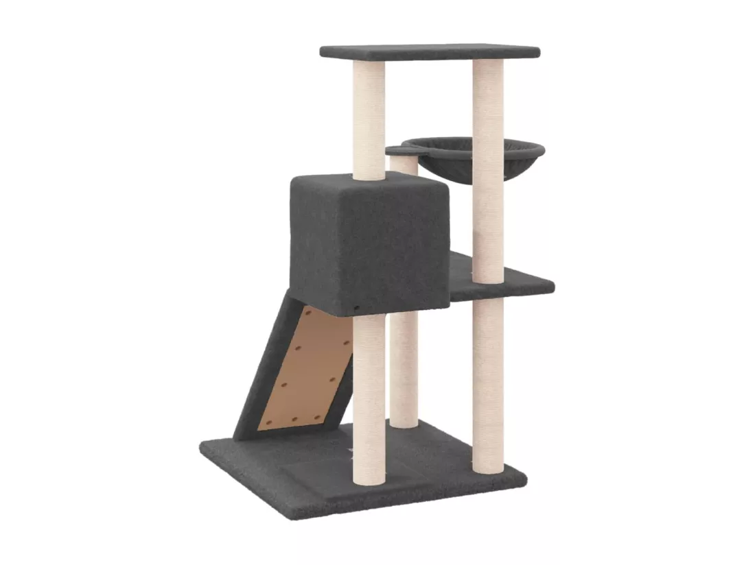 Arbre à chat avec griffoirs en sisal Gris foncé 82 cm