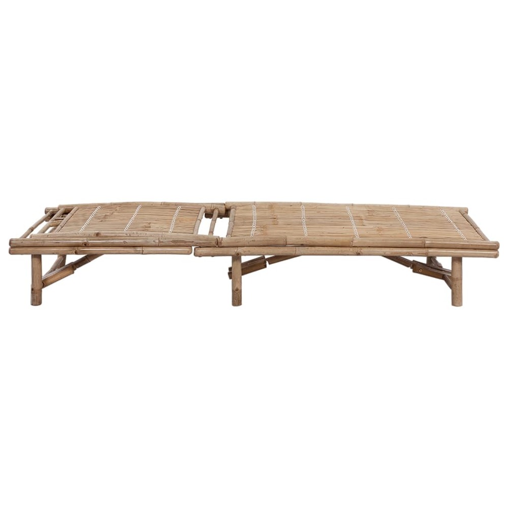 Transat chaise longue bain de soleil lit de jardin terrasse meuble d'extérieur avec coussin bambou