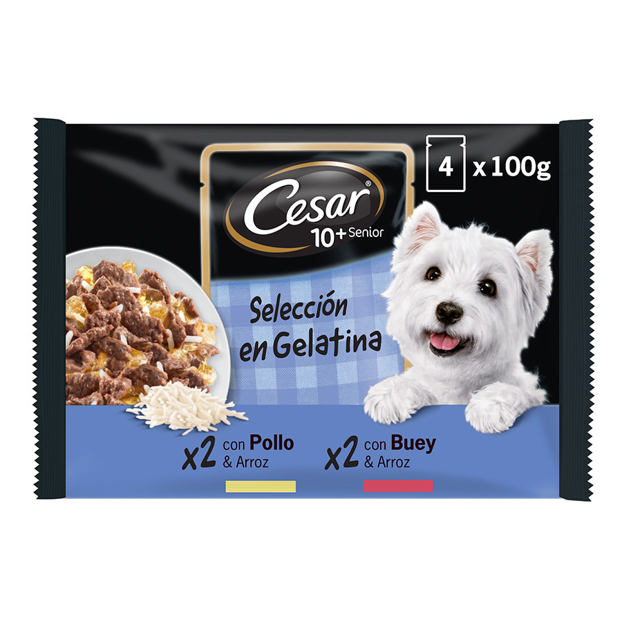 Salgadinho de carne mista Cesar em sachê para cães idosos - Pacote múltiplo