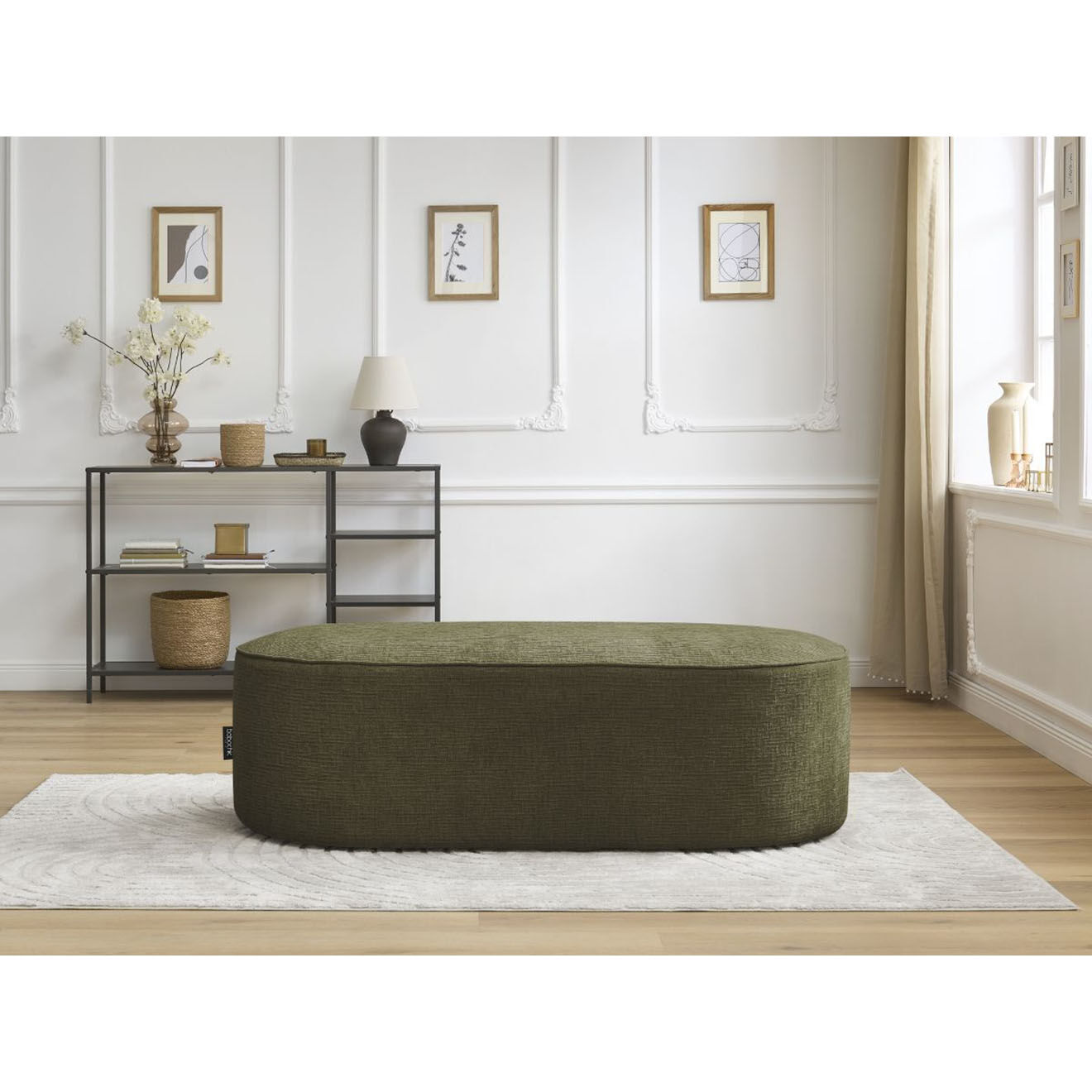 Bobochic Pouf pour canapé modulable Rousseau texturé vert - 140x70x45 cm