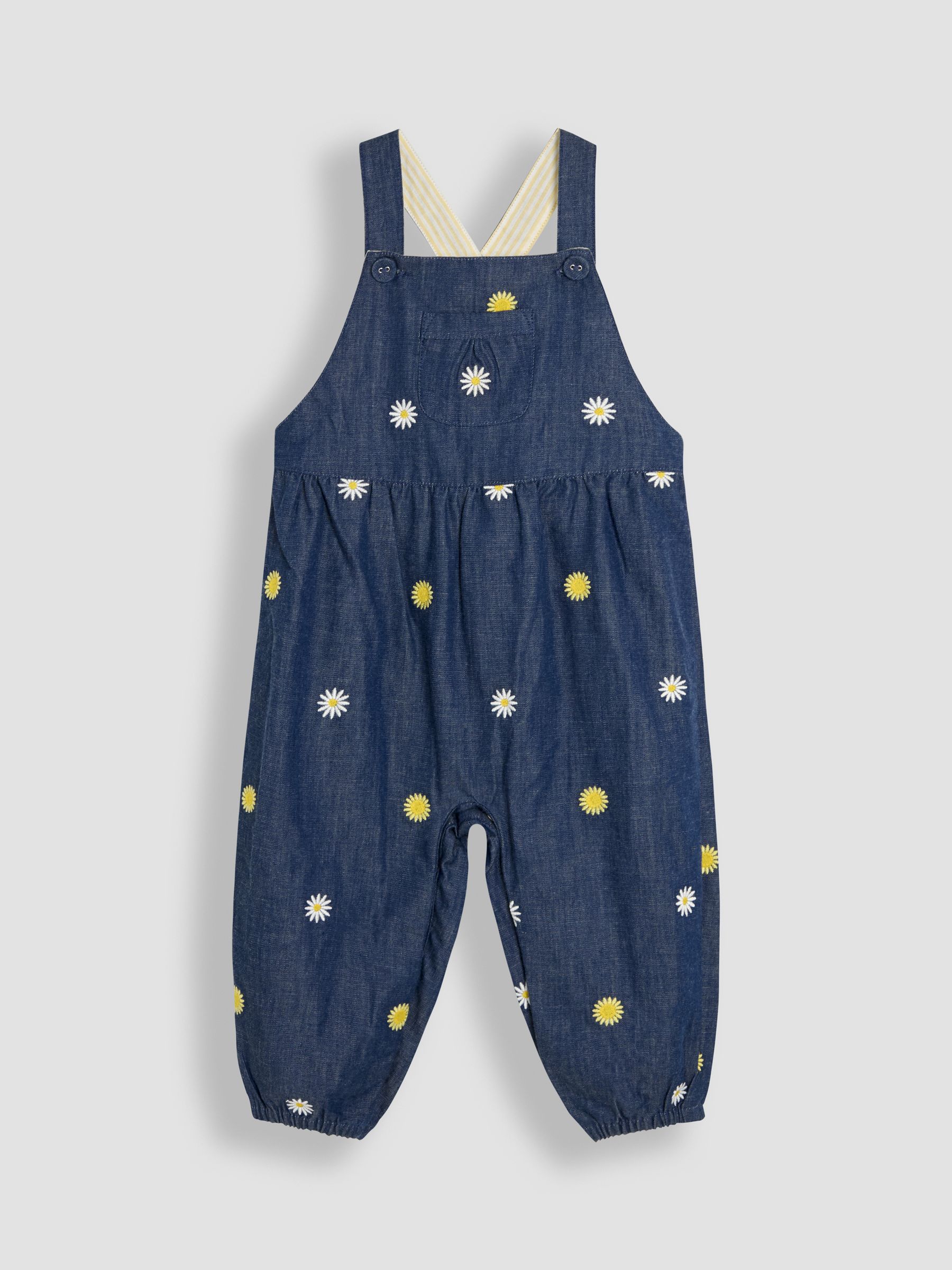 JoJo Maman Bébé Floral Print Embroidered Dungarees