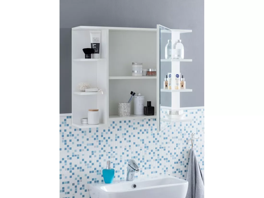 moderne Armoire murale en bois miroir 80x64,5x20cm Blanc