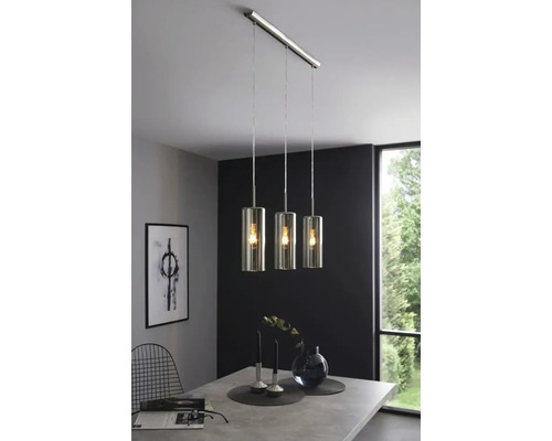 Hanglamp, 3-lichts, HxLxB 110x71x10 cm, nikkel/mat/goud look