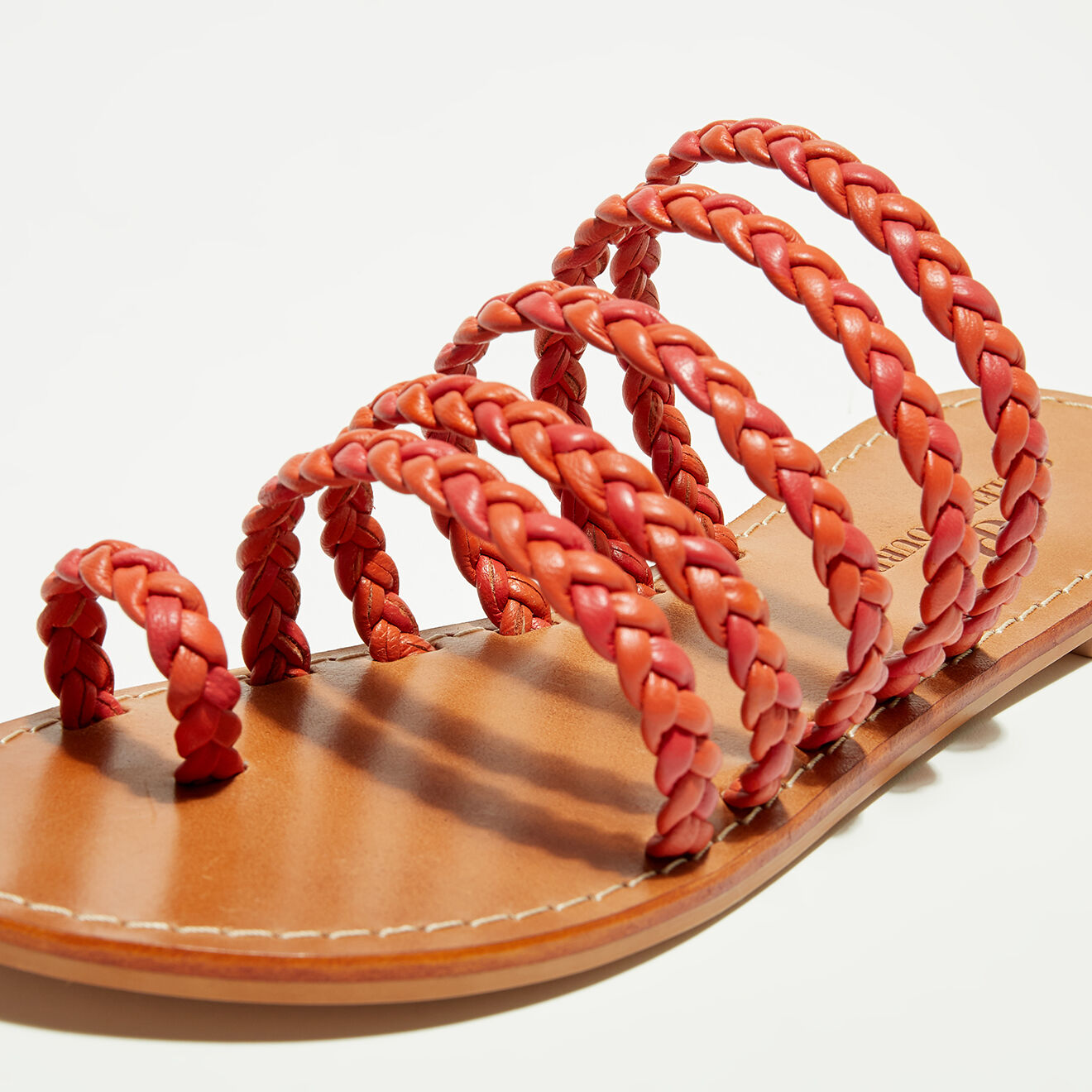 Couleur Pourpre Mules en Cuir Tia orange