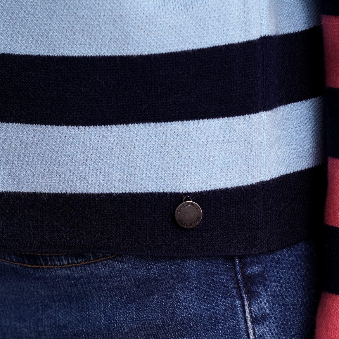 Gina Benotti Micky Maus Strickpullover mit Streifen hellblau / dunkelblau / hellrot