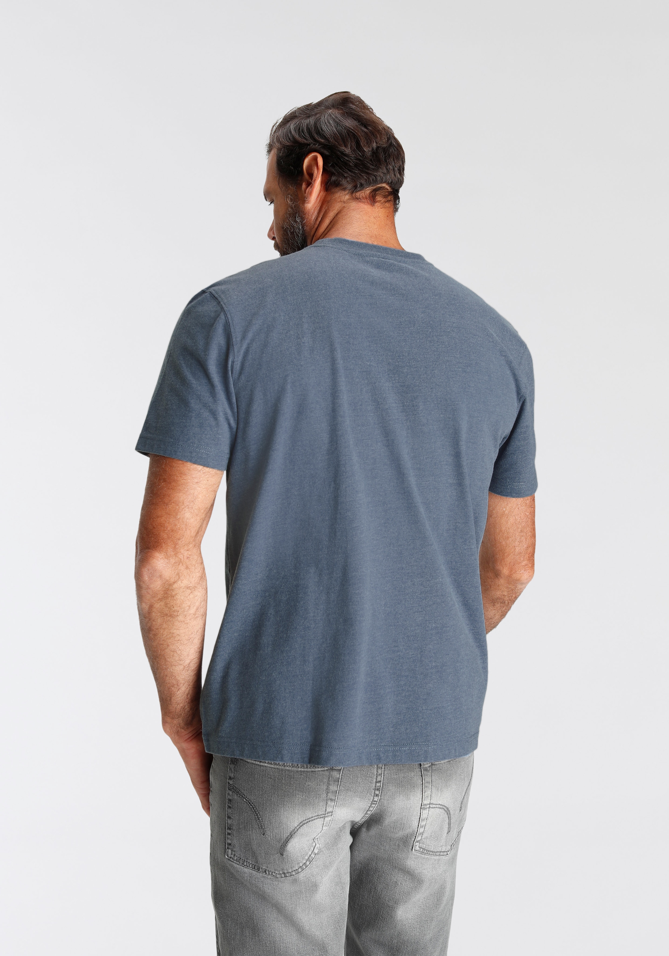 Man's World T-Shirt Kurzarm,  meliert,  Rundhalsausschnitt,  aus Single Jersey