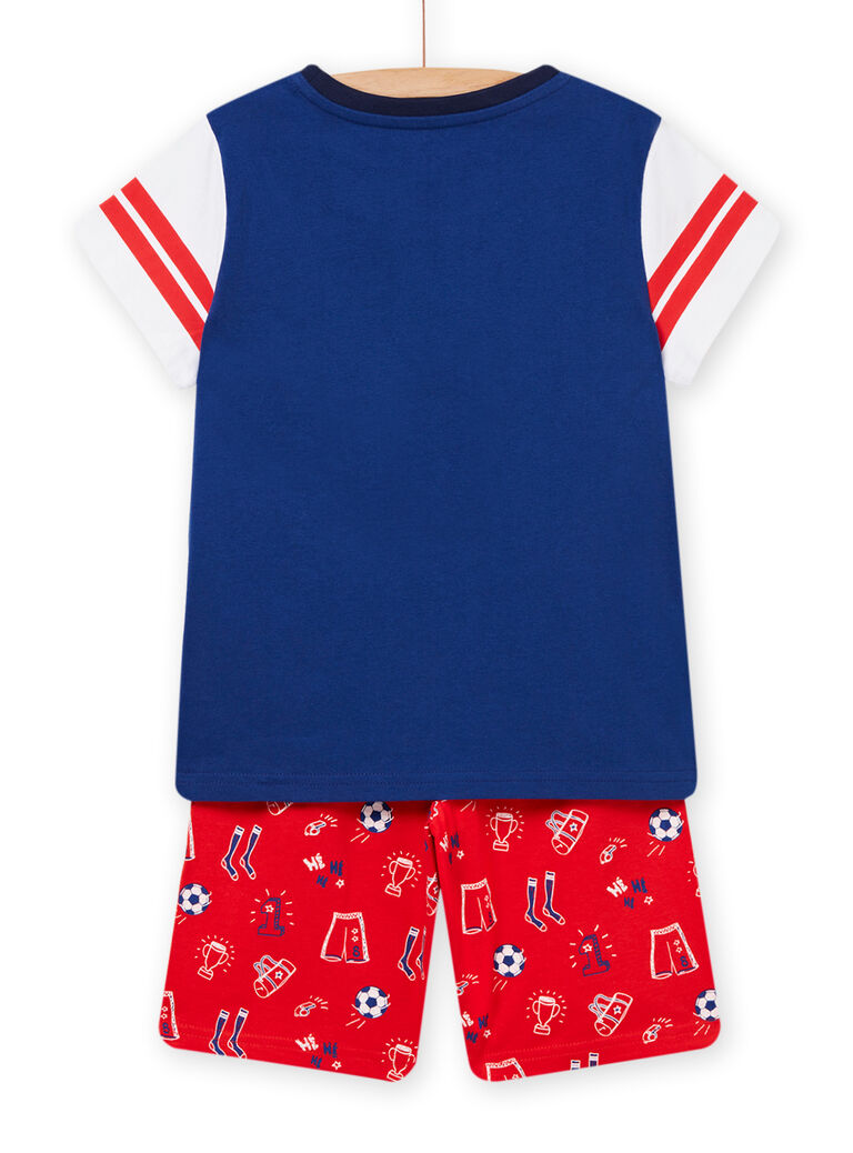 Ensemble de pyjama T-shirt et short à imprimé football bleu électrique enfant garçon