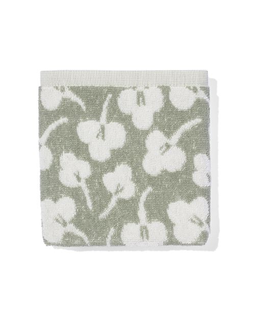 essuie-mains 50x50 coton gris-vert violettes