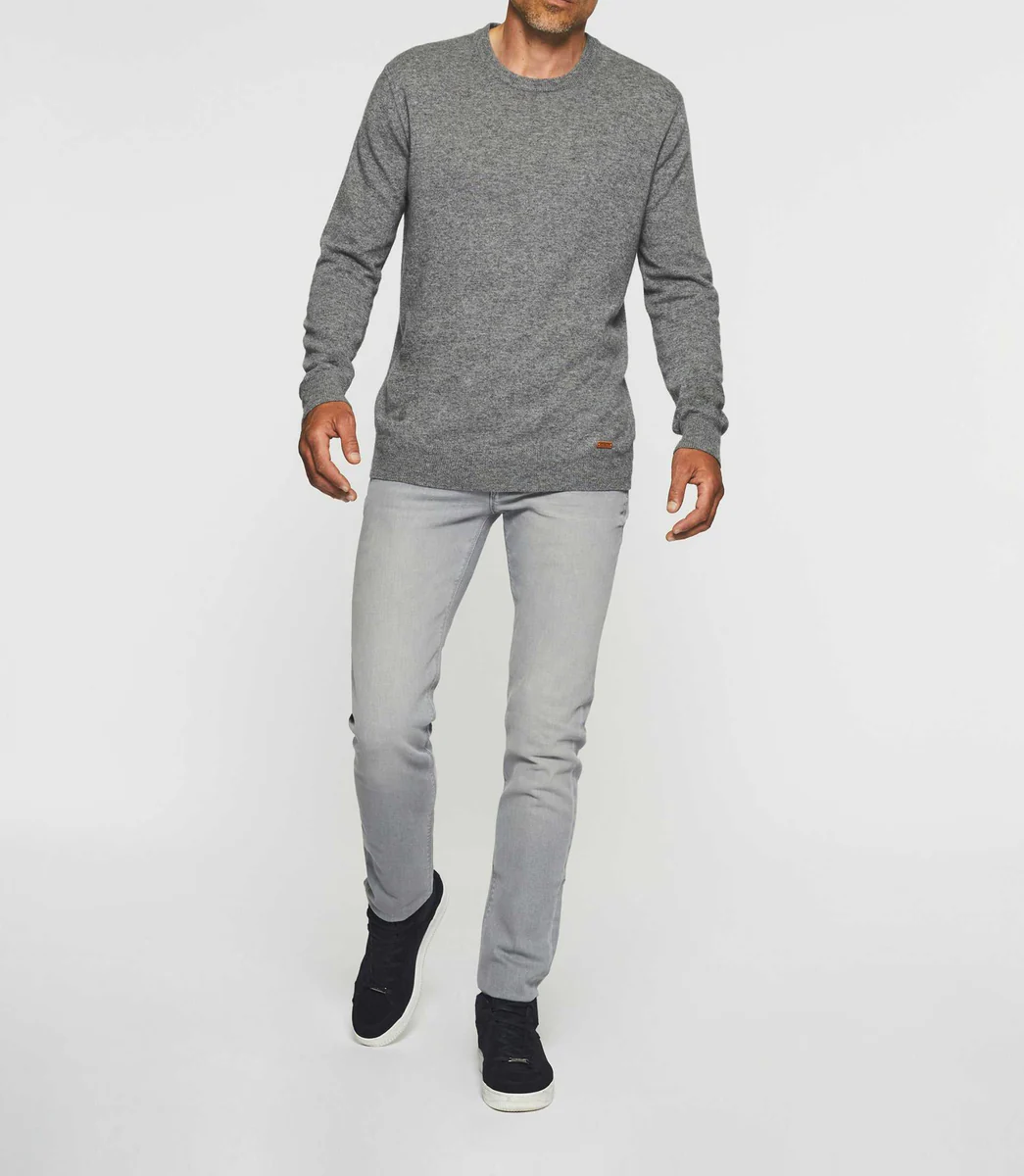 Pull col rond laine-cachemire gris BERTOLDO