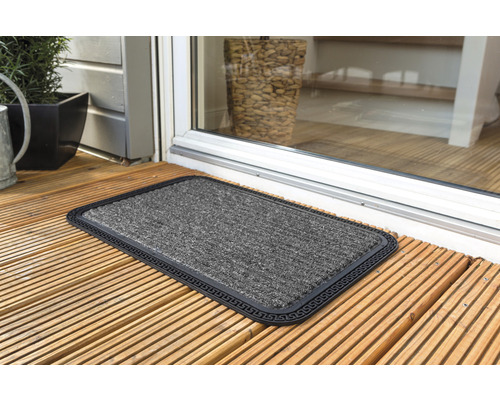 Deurmat Clean Run Border Star antraciet 25x60 cm