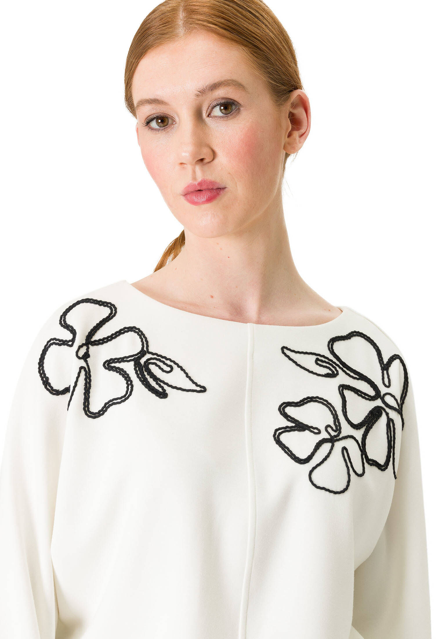zero| Damen Sweatshirt mit Blumenstickerei