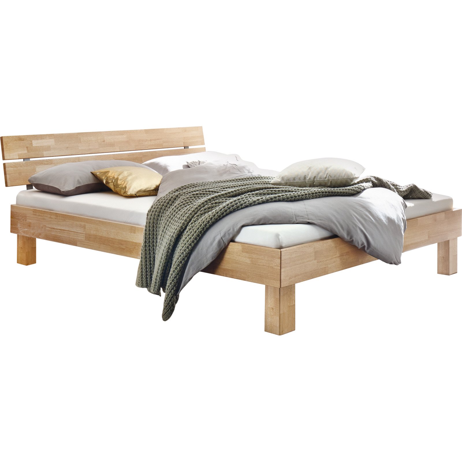 Bett Prato Eiche bianco massiv geölt 140 x 200 cm