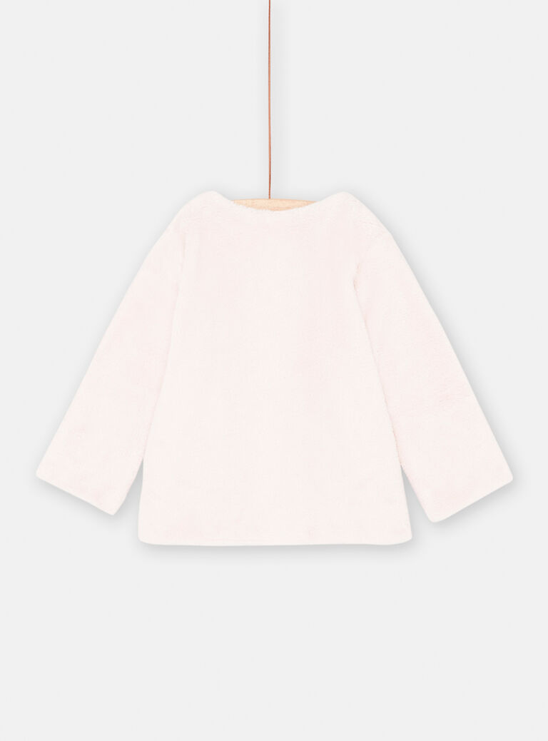 Cardigan rose dragée en soft boa réversible bébé fille