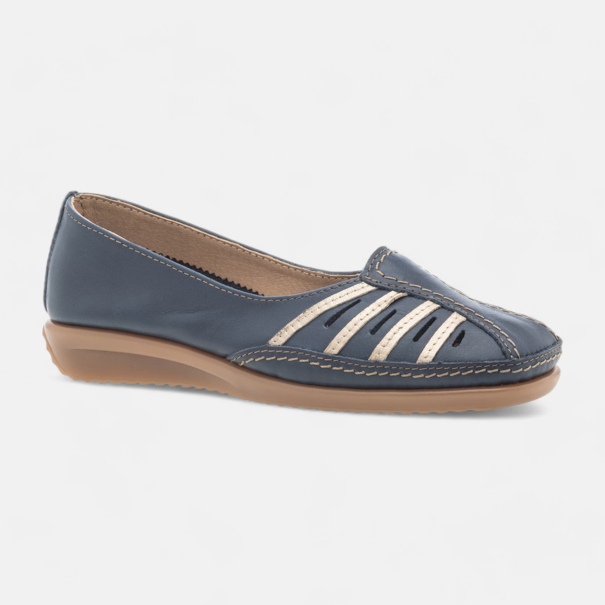 Escarpins pieds sensibles à talon Femme en cuir bleu marine