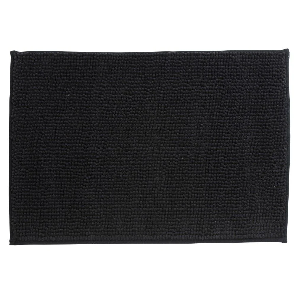 Tapis de salle de bain chenille noir grand modèle