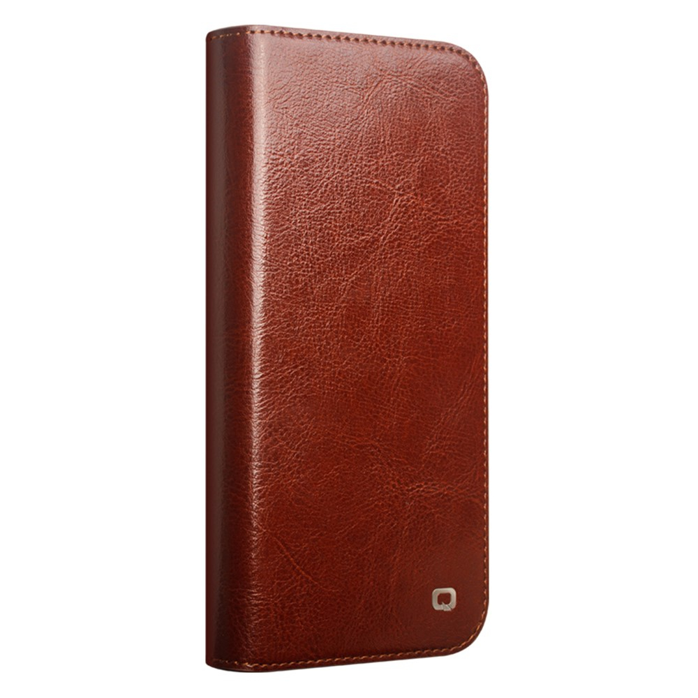 iPhone 16 Pro Max Echtleder Tasche Flip Wallet Cover mit Kartenfächer - Braun