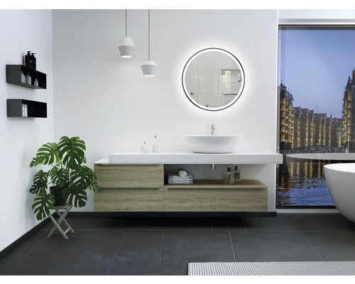 LED badkamerspiegel DSK Zwart Rond mat Ø60cm IP 24