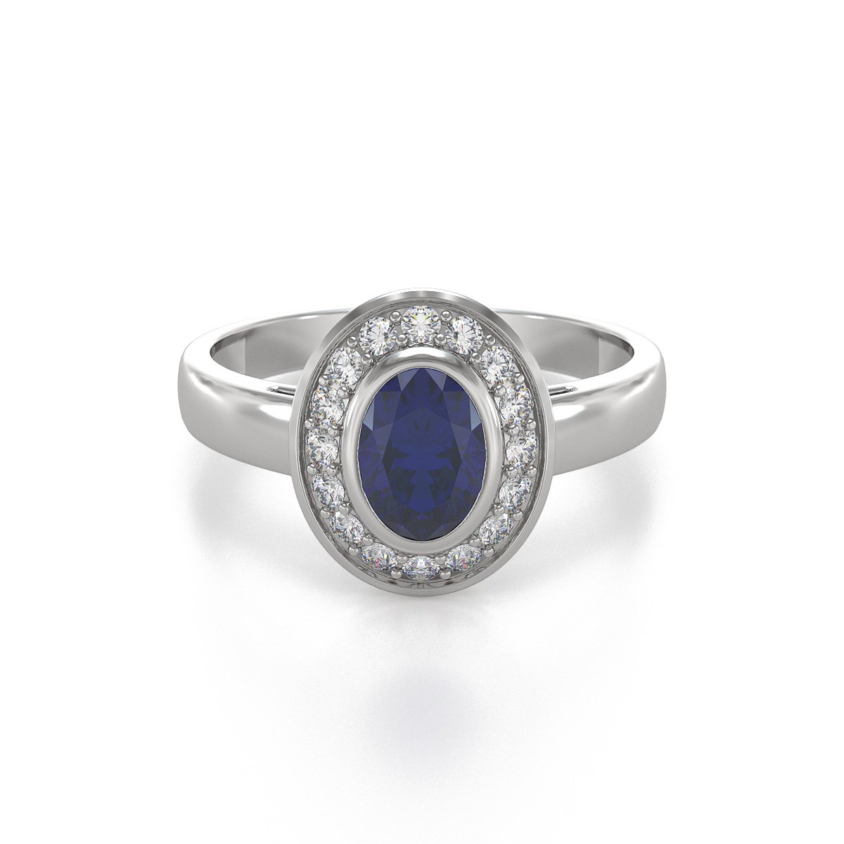 Bague ADEN Or 585 Blanc Saphir et diamants 2.788grs