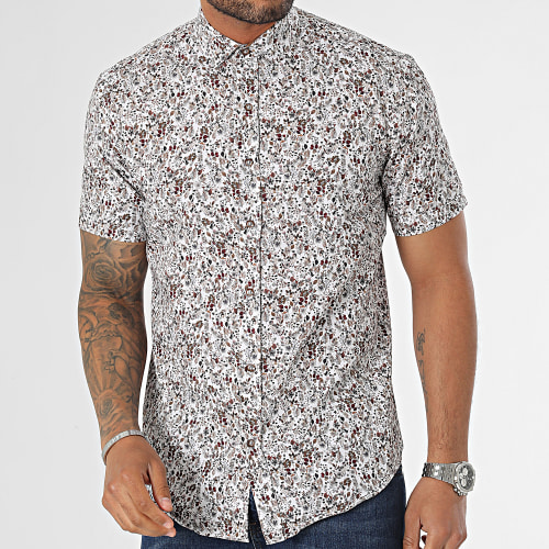 Chemise Manches Courtes Blanc Floral