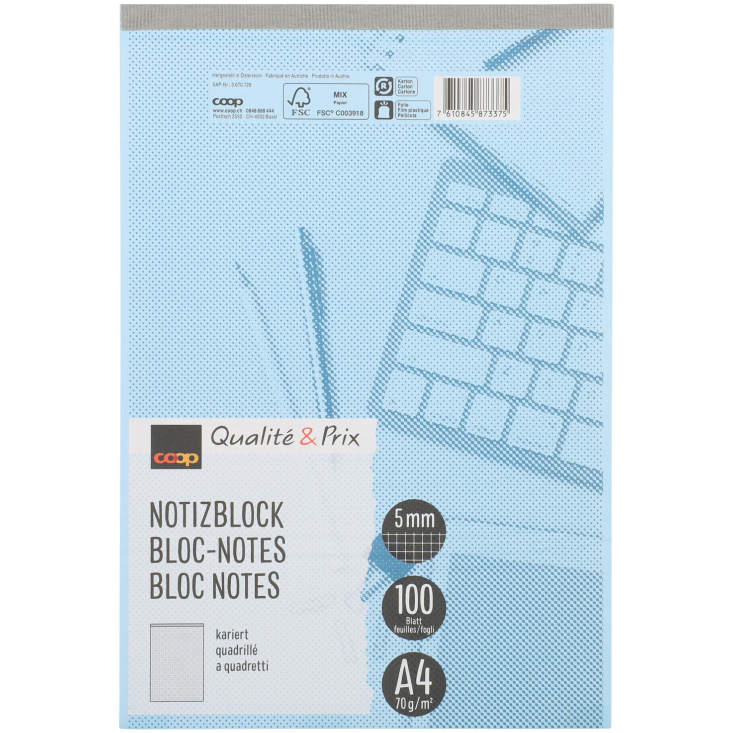 Qualité & Prix Notizblock A4 kariert 5 mm