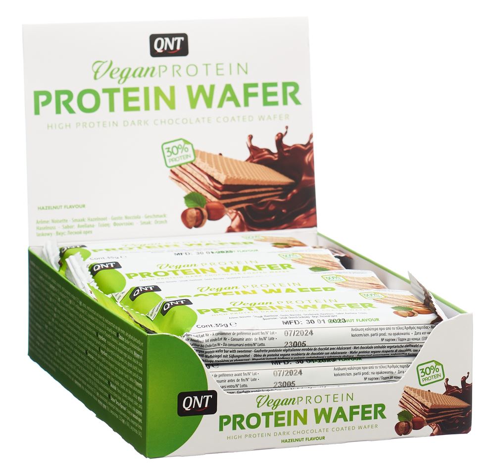 QNT Vegan Protein Wafer<br>12 × 35 g, Hazelnut