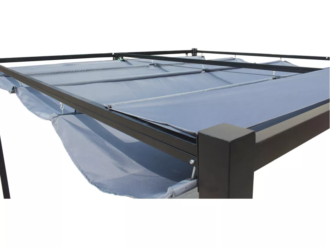Pergola autoportante 3x3m, toile polyester grise TUSA