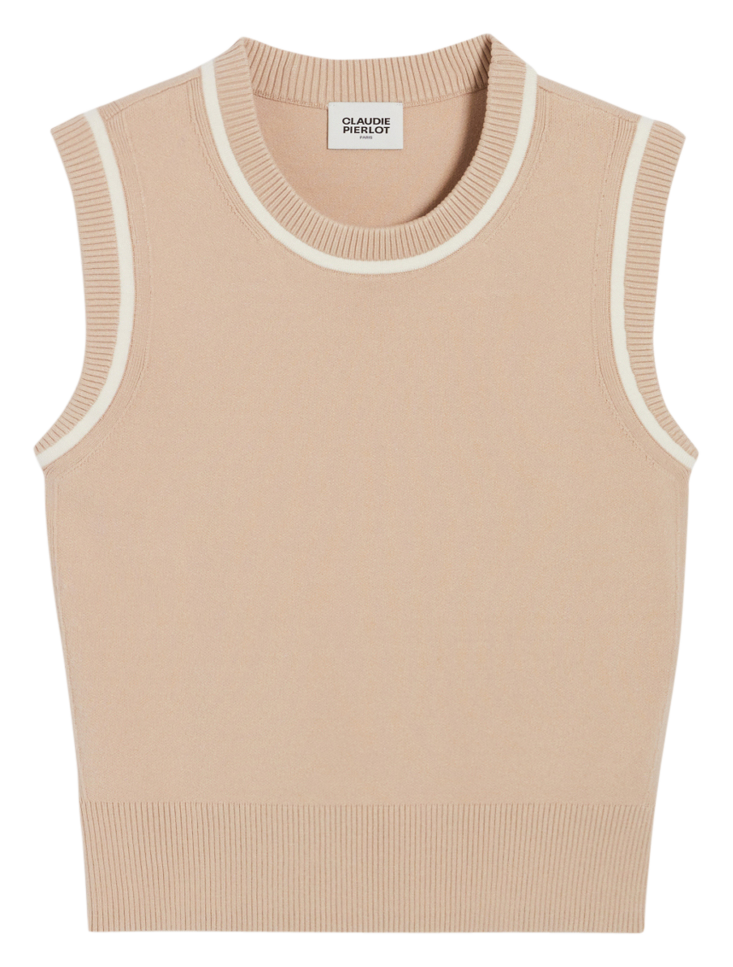 Pull col rond en maille| Beige
