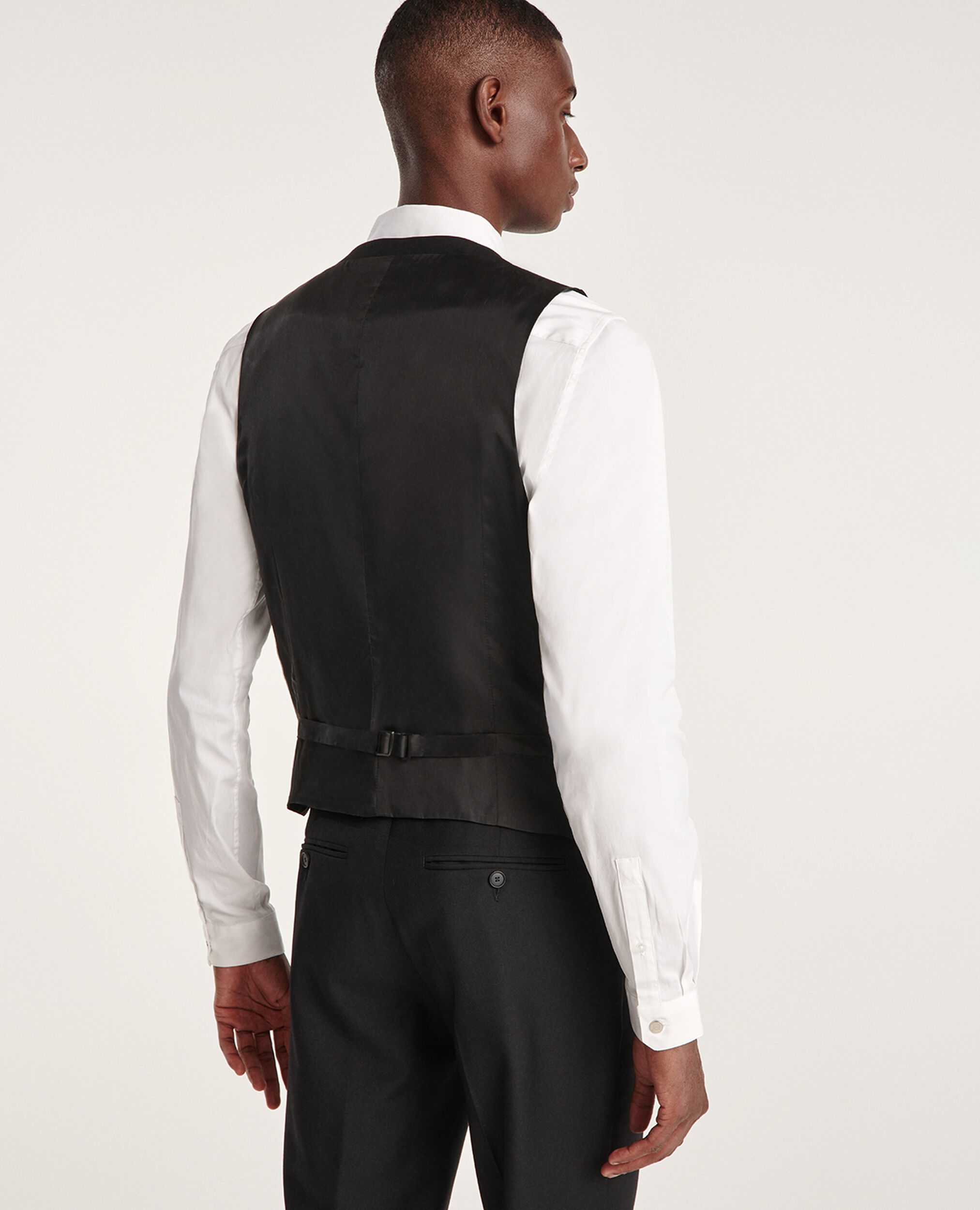 Gilet de costume boutonné en laine noir