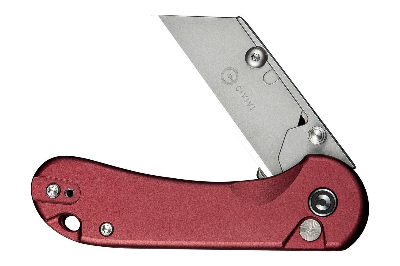 Civivi Elementum Utility C23039B-5 Burgundy Aluminium, Stonewashed Blade Holder, Plain 6Cr Blade, utility zakmes
