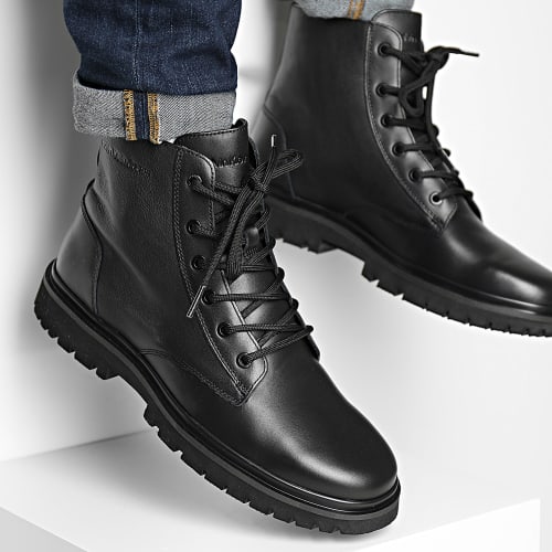 Boots Eva Mid Laceup Leather 0861 Triple Black