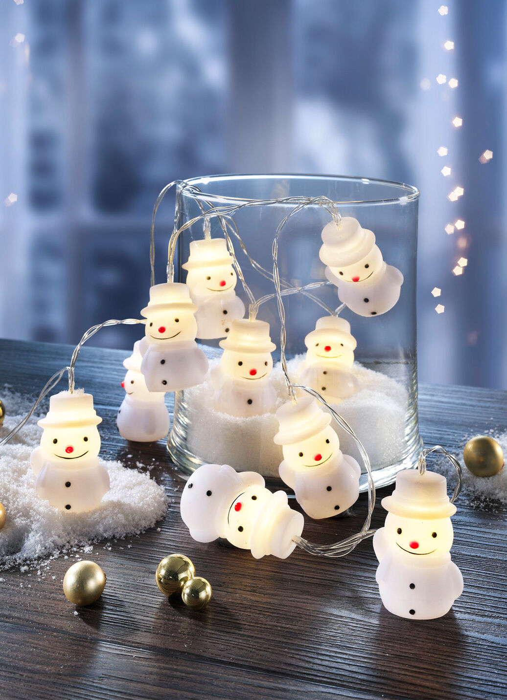 Batteriebetriebene Lichterkette Schneemann