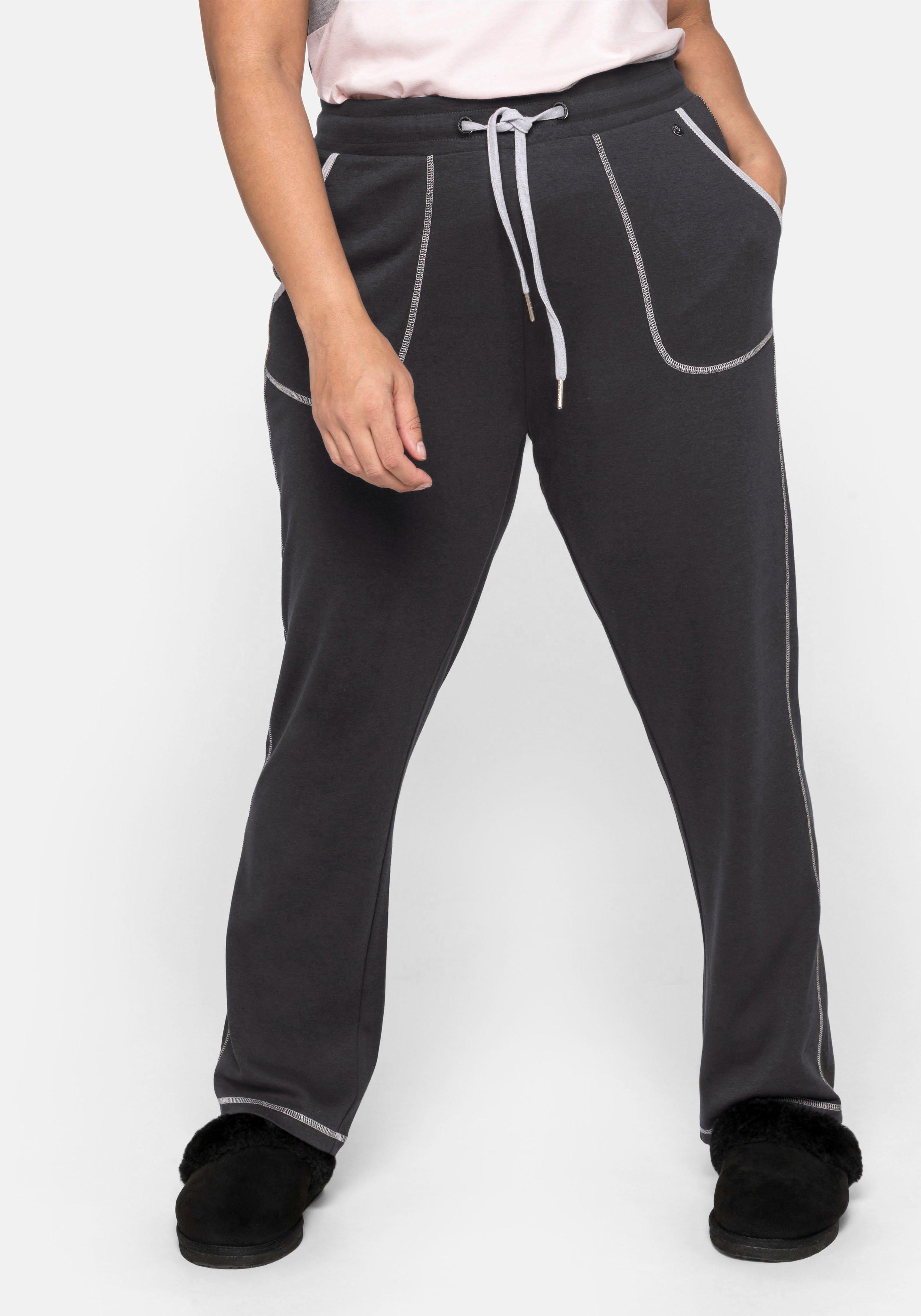 Relaxhose mit Kontrastnähten, in gerader Form