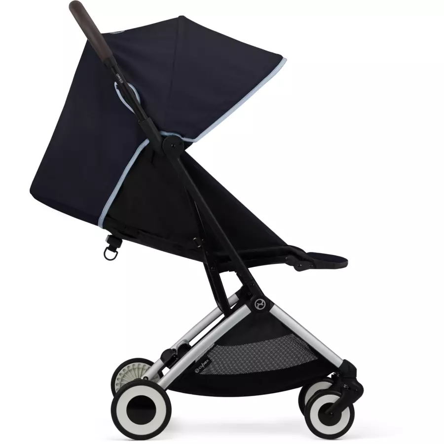 cybex GOLD Kinderwagen Orfeo Silver Ocean Blue inklusive Babyschale Cloud G i-Size Moon Black mit Babyschale und Adapter