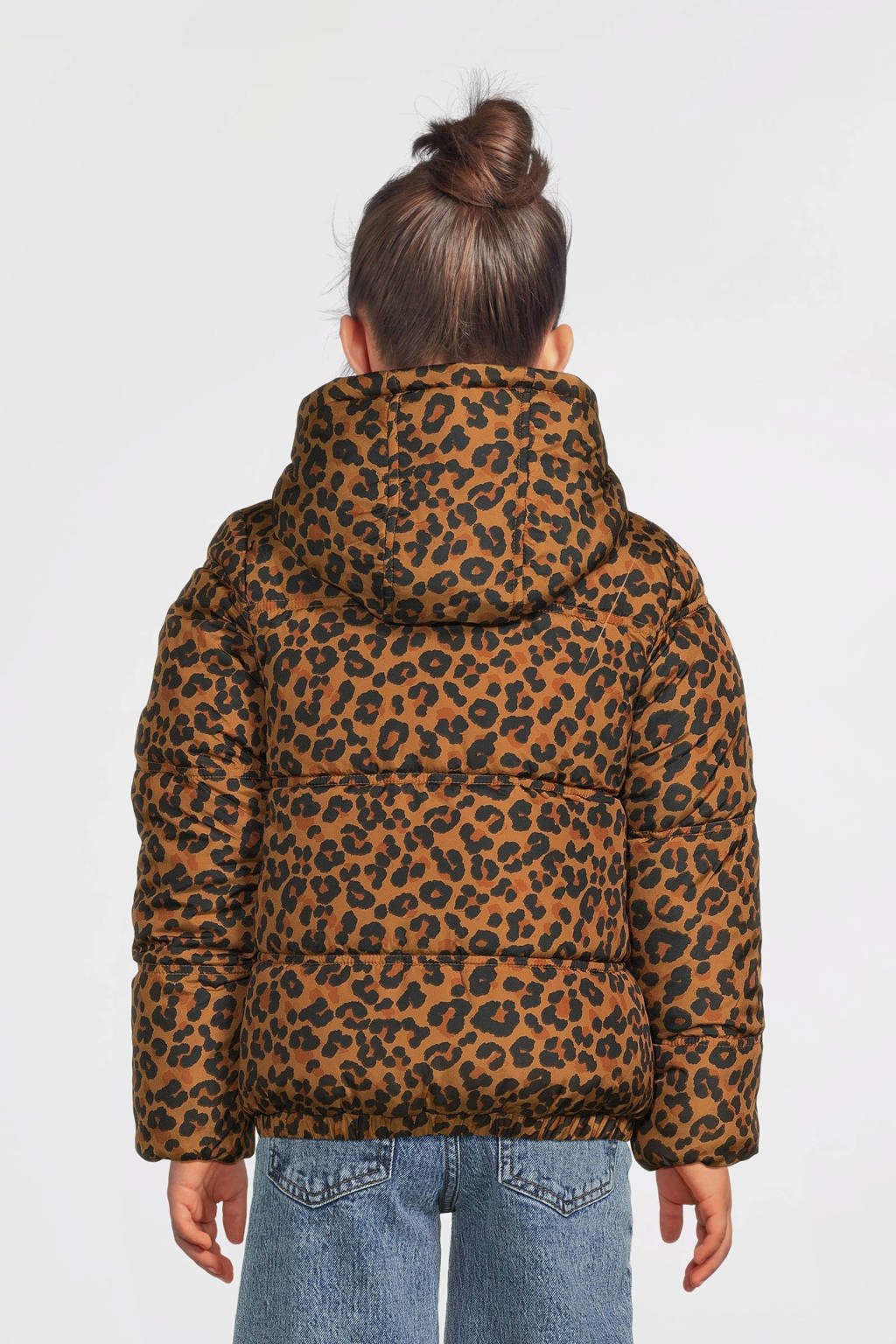 B.Nosy reversible gewatteerde winterjas Jacky met panterprint goud/bruin