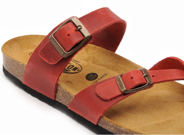 Plakton mules et sabots plats femme bombay 181032 rouge