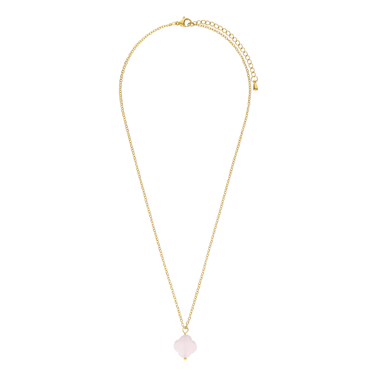 Stalen goldplated ketting met rozenkwarts