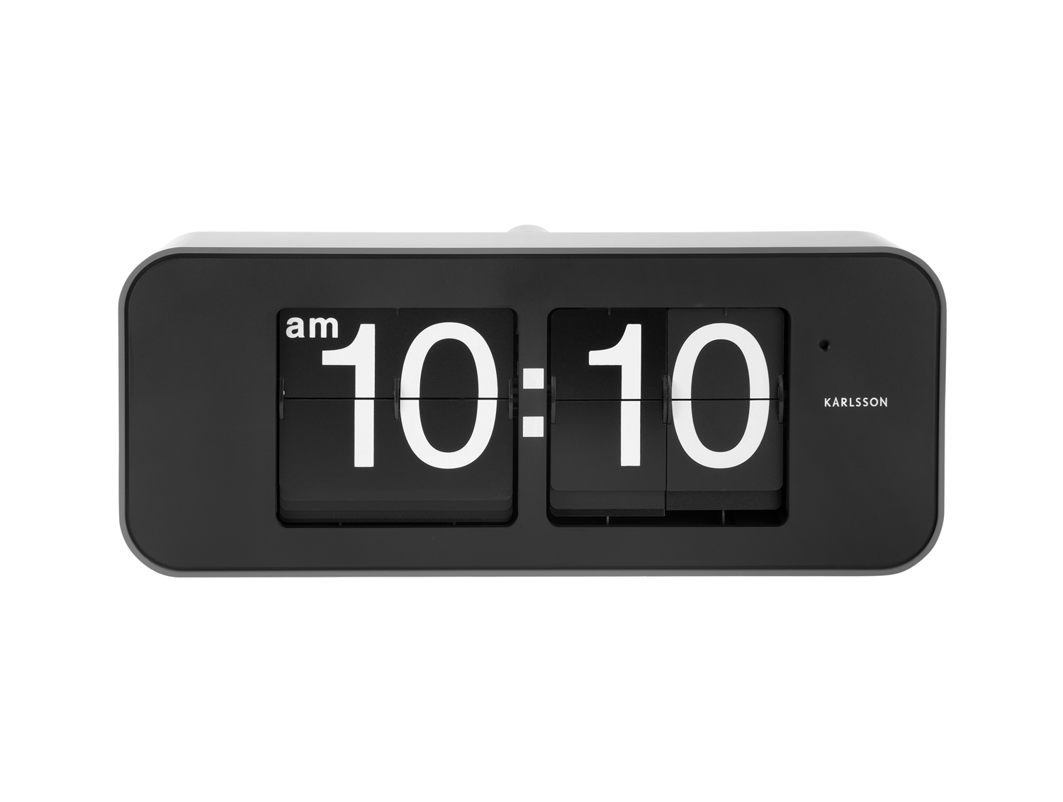 Wall clock Wide Flip silver casing, black dial