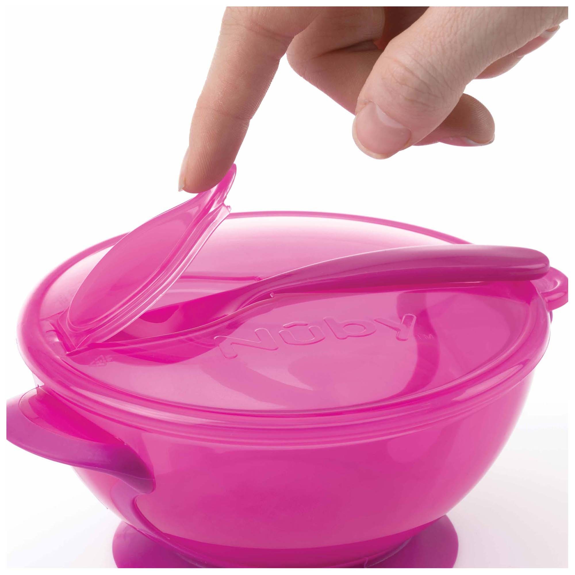Nûby kommetje met zuignap en lepel roze