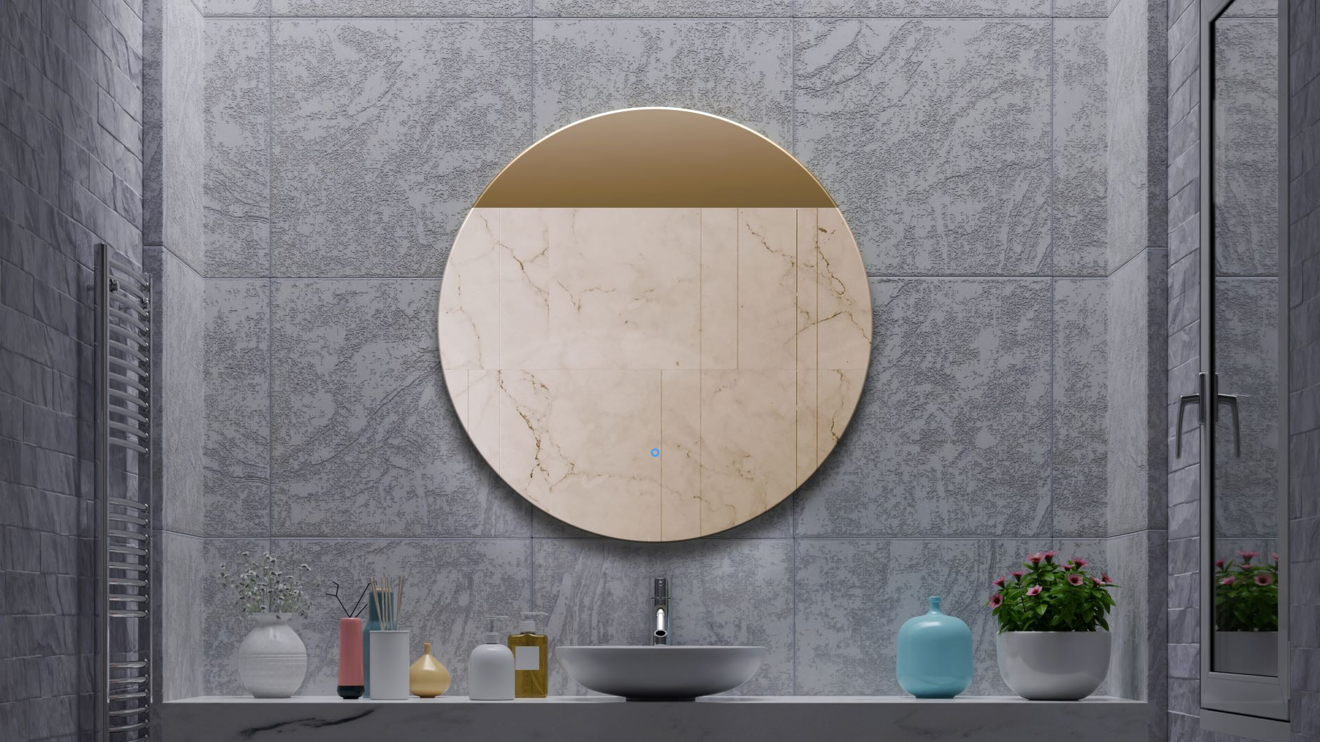 Gliss Design Oko koperen spiegel met LED-verlichting en verwarming 40cm
