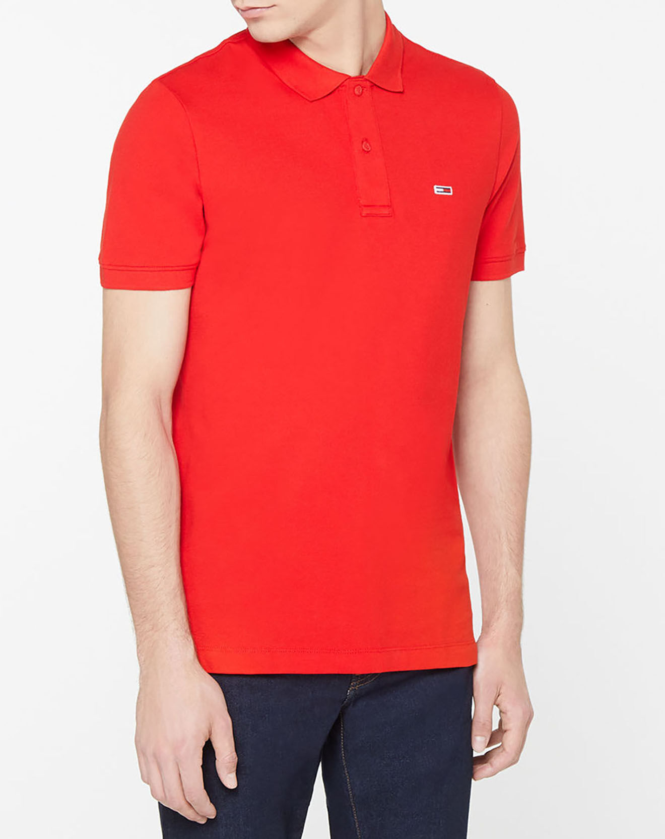 Tommy Jeans Polo en Coton Bio mini flaf rouge