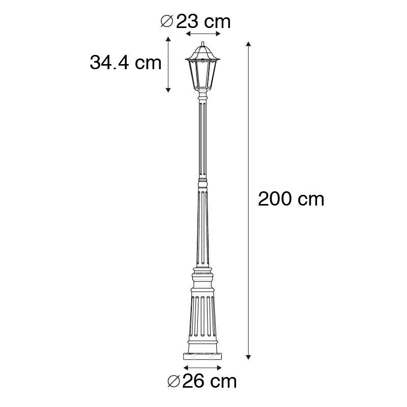 Klassieke buitenlantaarn zwart 200 cm IP44 - Havana