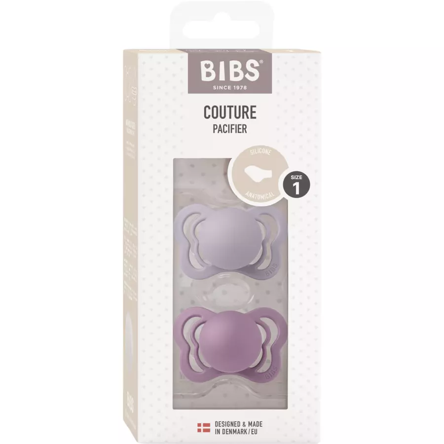 BIBS® Schnuller Couture Fossil Grey & Mauve Silikon 0-6 Monate, 2 Stk.