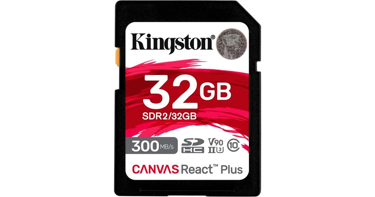 KingstonCanvas React Plus 32 GB SDHC geheugenkaart  (Zwart, UHS-II U3, Class 10, V90)
