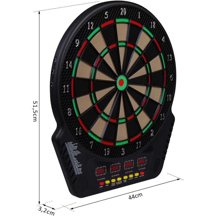 HOMCOM Elektronische Dartscheibe für bis zu 16 Spieler schwarz