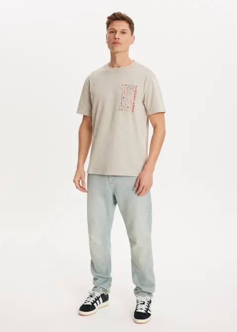 T-shirt met print siren zand (ZAND)