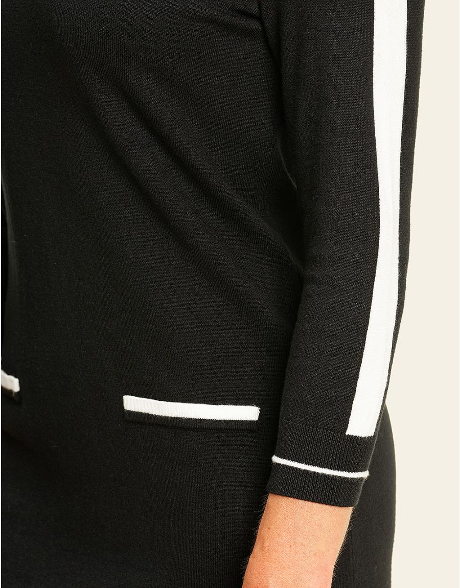 Robe pull noire col polo