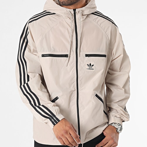 Coupe-Vent Zippé Capuche A Bandes Classics IM2107 Beige